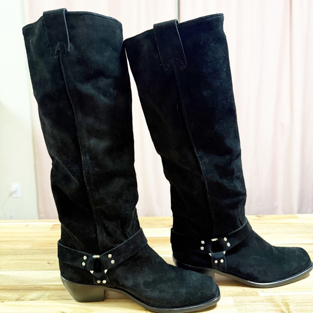 Free People Lockhart Silver Harness Knee High Boot in Black Suede size 39.5 - Picture 6 of 10